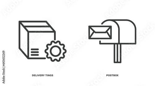 set of delivery and logistics thin line icons. delivery and logistics outline icons included delivery tings, postbox vector.