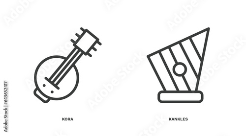 set of culture and civilization thin line icons. culture and civilization outline icons included kora, kankles vector.