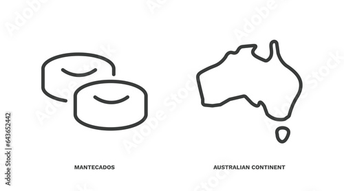 set of culture and civilization thin line icons. culture and civilization outline icons included mantecados, australian continent vector.