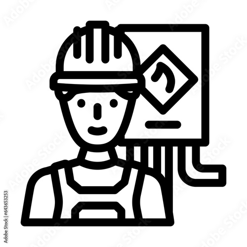 technician gas service line icon vector. technician gas service sign. isolated contour symbol black illustration