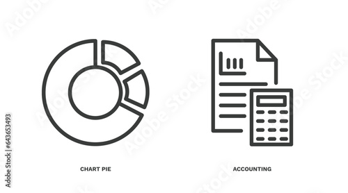 set of business and analytics thin line icons. business and analytics outline icons included chart pie, accounting vector.