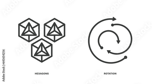 set of artificial intellegence thin line icons. artificial intellegence outline icons included hexagons, rotation vector.