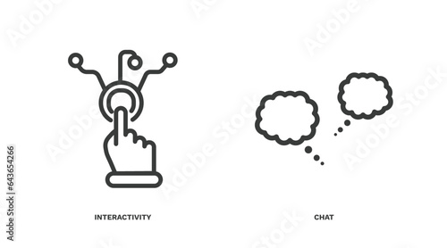 set of artificial intellegence thin line icons. artificial intellegence outline icons included interactivity, chat vector.