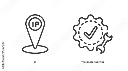 set of artificial intellegence thin line icons. artificial intellegence outline icons included ip, technical support vector.