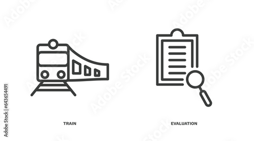 set of ai and future technology thin line icons. ai and future technology outline icons included train, evaluation vector.