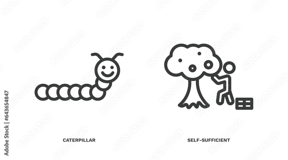Naklejka premium set of agriculture and farm thin line icons. agriculture and farm outline icons included caterpillar, self-sufficient vector.