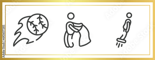 x treme outline icons set. linear icons sheet included home run, bullfight, flyboard vector.