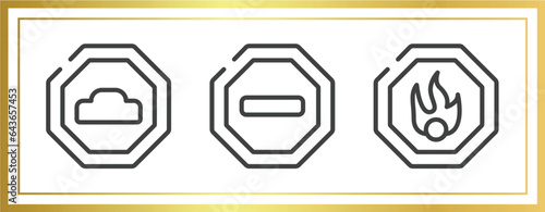 health and safety outline icons set. linear icons sheet included hump, prohibited way, oxidant vector.