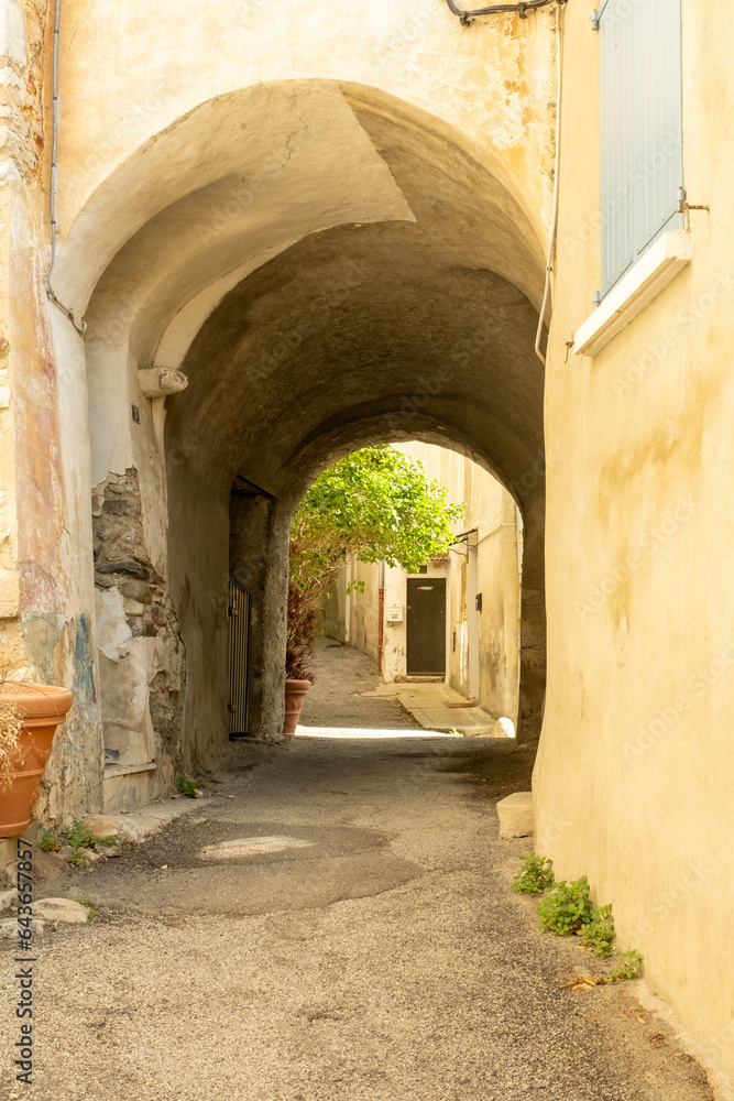 Old street in the town of Serres, Hautes Alpes, France