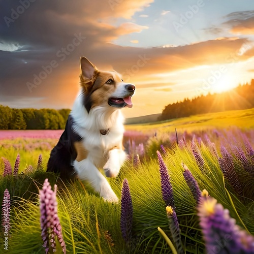 dog in the beautiful place photo