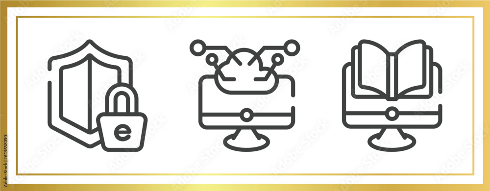 general outline icons set. linear icons sheet included e-privacy, computing technology, distance learning vector. general outline icons set. linear icons sheet included e-privacy, computing technology, distance learning vector.
