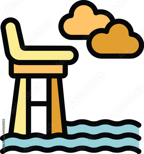 Coast guard beach icon outline vector. Water emergency. Sea lifeboat color flat