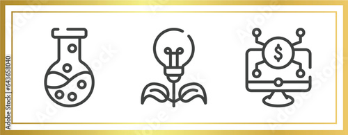 general outline icons set. linear icons sheet included chemical lab, energy efficiency, digital economy vector.