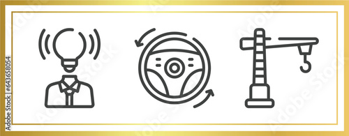 general outline icons set. linear icons sheet included brand awareness, autopilot, construction crane vector.