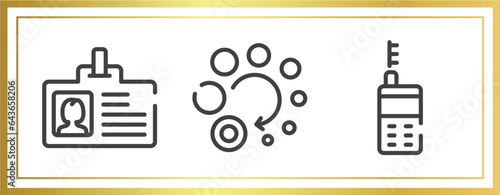 general outline icons set. linear icons sheet included user data, loading, laser measurement vector.
