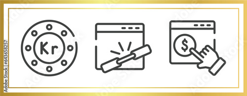 marketing and seo outline icons set. linear icons sheet included null, add link, monetizing vector.