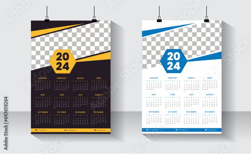 Creative calendar design template for 2024