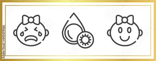 baby outline icons set. linear icons sheet included crying, platelet, baby girl vector.