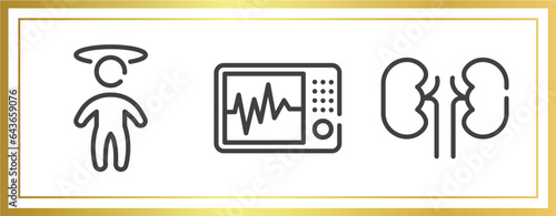 health outline icons set. linear icons sheet included dizzy, icu, kidney vector.