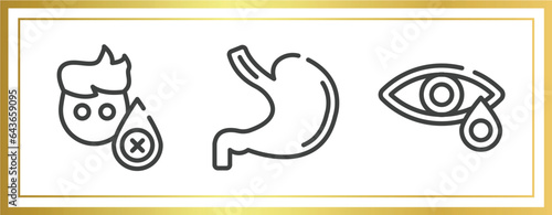allergies outline icons set. linear icons sheet included sleep deprivation, stoh, conjunctivitis vector.