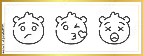 emoji outline icons set. linear icons sheet included annoyed emoji, love emoji, frowning with open mouth vector.