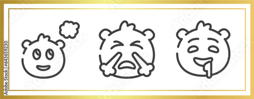 emoji outline icons set. linear icons sheet included imagine emoji, emoji with steam from e, drool vector.