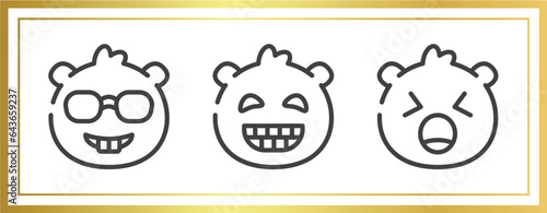 emoji outline icons set. linear icons sheet included nerd emoji, grinning emoji, yelling vector.