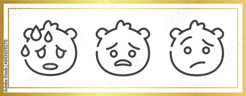 emoji outline icons set. linear icons sheet included sweating emoji, pouting emoji, confused vector.