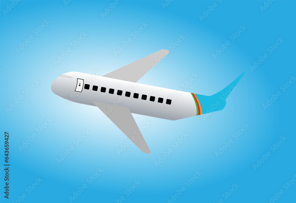 The plane is flying in the sky Vector illustration