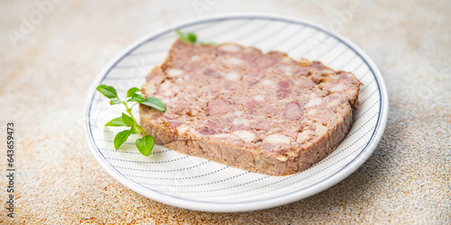 Quadro su tela terrine meat minced meat pate porc food baked food meal snack on the table copy