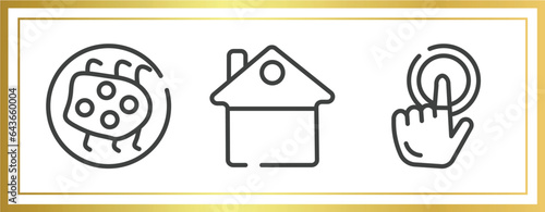 outline icons set. linear icons sheet included influenza, stay at home, touch vector.