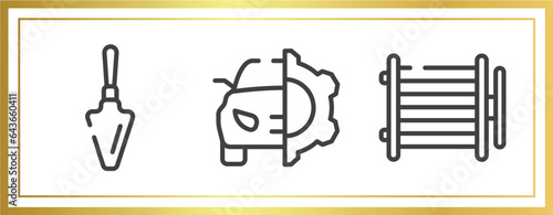 car parts outline icons set. linear icons sheet included garden palette, car service, condenser vector.