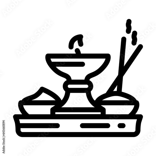 puja thali line icon vector. puja thali sign. isolated contour symbol black illustration