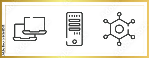 artificial intelligence outline icons set. linear icons sheet included laptops, computer tower, nanotechnology vector.