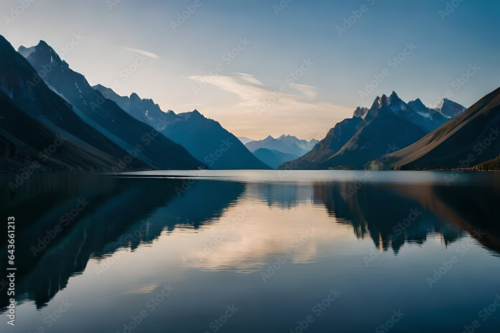 Large view of an Altai mountain range with a lake in the background