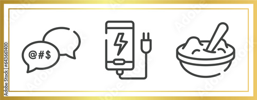 thanksgiving outline icons set. linear icons sheet included swearing, phone plug, mashed potato vector.