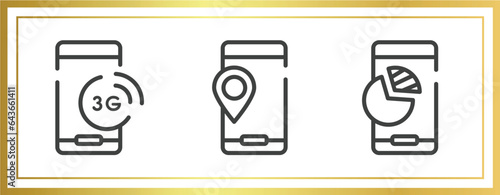 mobile analytics outline icons set. linear icons sheet included , mobile analytics business tool