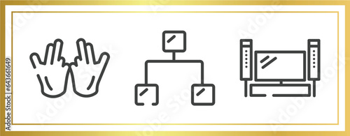 television outline icons set. linear icons sheet included , ethernet, home theater vector.