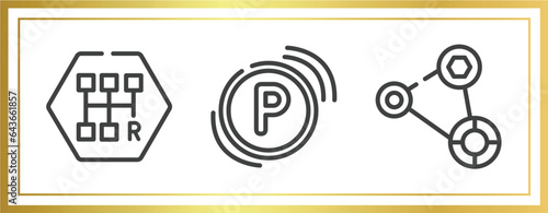 car parts outline icons set. linear icons sheet included car gearbox, car parking light, fan belt vector.