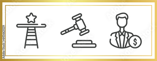 bitcoins cryptocurrency outline icons set. linear icons sheet included shortcut, gavel, investors vector.