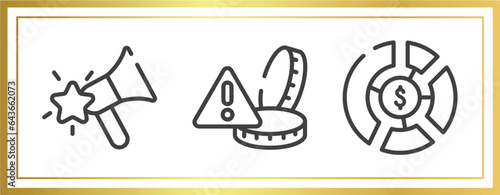 investing outline icons set. linear icons sheet included favourites, alerts, allocation vector.