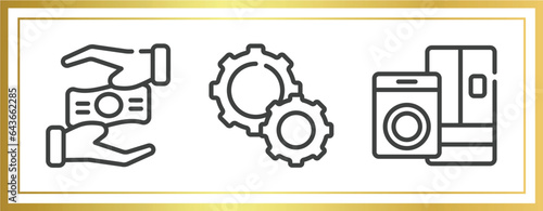 office outline icons set. linear icons sheet included oil barrel, mobile payment, paper shredder vector.