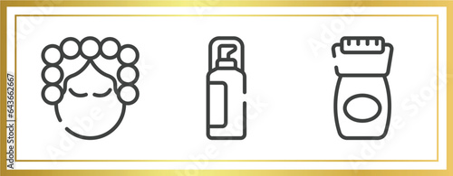 beauty and spa outline icons set. linear icons sheet included hair curler, hair spray, epilator vector.