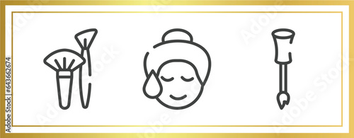 sauna outline icons set. linear icons sheet included brushes, glowing skin, nail brush vector.