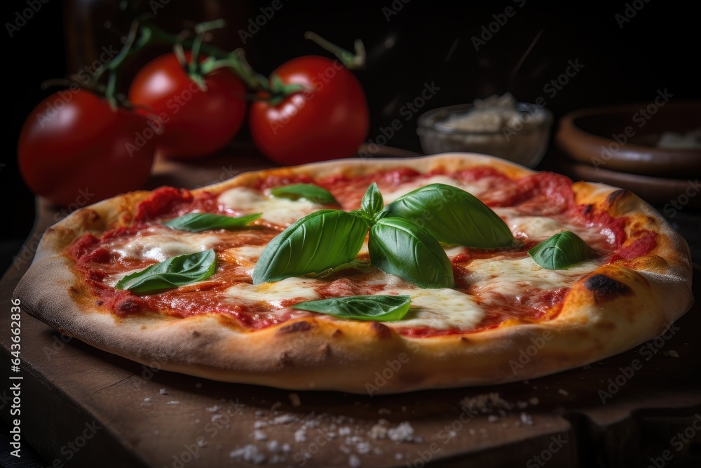 Perfect margherita pizza in cozy pizzeria., generative IA
