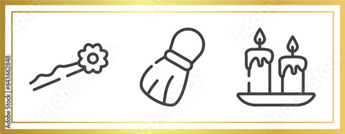 sauna outline icons set. linear icons sheet included hairpin, shaving brush, wax vector.