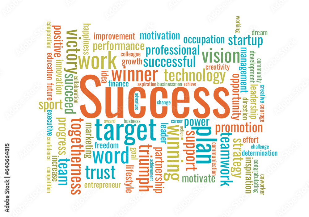 Fototapeta premium Illustration in the form of a cloud of words related to Success