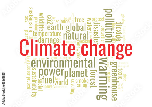 Illustration in the form of a cloud of words related to climate change