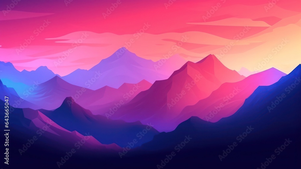 illustration photo of relax with pink mountain view