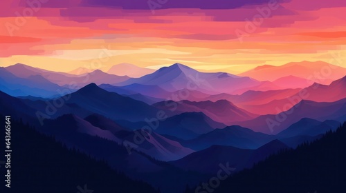 illustration photo of relax with mountain sunset view